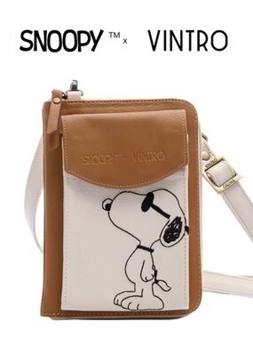 Snoopy x Vintro Brown & Cream Crossbody Bag